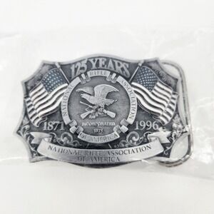 NRA 125th Anniversary Belt Buckle 1871-1996 National Rifle Association USA Made
